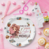 Roze Mijn eerste Rodeo Verjaardagsfeestje Papier B Papieren Bordje (Feest)