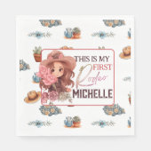Roze Mijn eerste Rodeo Verjaardagsfeestje Papier B Servet (Voorkant)