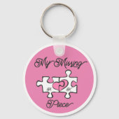 Roze mijn ontbrekende stuk Puzzle Cute Valentijnsd Sleutelhanger (Voorkant)