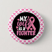 Roze mijn vrouw is een vechter ronde button 5,7 cm (Voorkant)