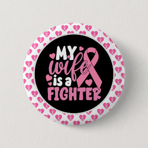 Roze mijn vrouw is een vechter ronde button 5,7 cm