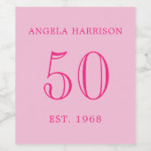 Roze Milestone Verjaardagsfeestje Wijn Etiket (Enkel label)