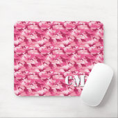 Roze Militaire Retro Camouflage Sjabloon Monogram Muismat (Met muis)