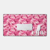 Roze Militaire Retro Camouflage Stencil Monogram Bureaumat (Keyboard & Muis)
