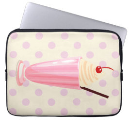 Roze Milkshake en Polka Dots Laptop Sleeve
