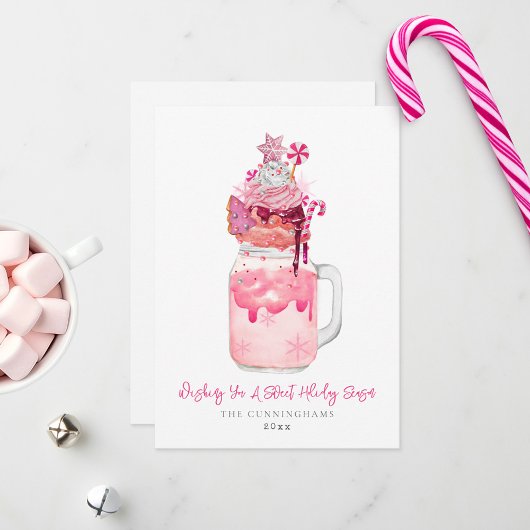 Roze Milkshake Zoete Feestdagen Kerstmis Feestdagenkaart