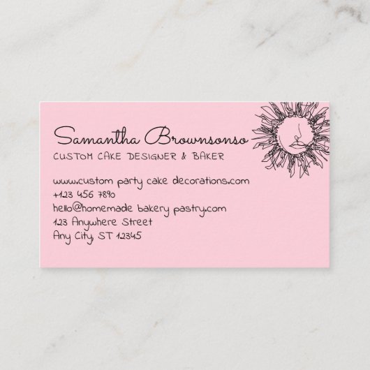 Roze Millennium Abstract Celestial Sun Visitekaartje (Achterkant)