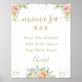 Roze Mimosa Bar Bord voor Bruiloften Poster