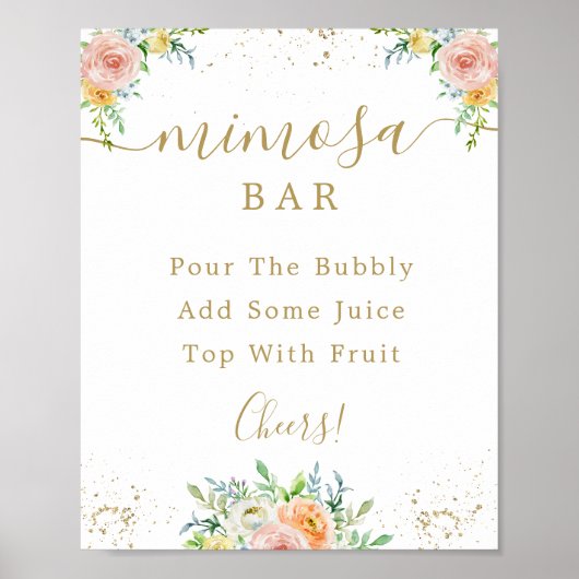 Roze Mimosa Bar Bord voor Bruiloften Poster (Voorkant)