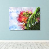 Roze Mimosa Bloeiende Boom Canvas Afdruk (Insitu (Houten vloer))