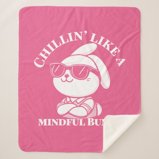 Roze "Mindful Bunny" Gezellig Sherpa Deken (Voorkant)
