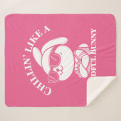 Roze "Mindful Bunny" Gezellig Sherpa Deken (Voorkant (horizontaal))
