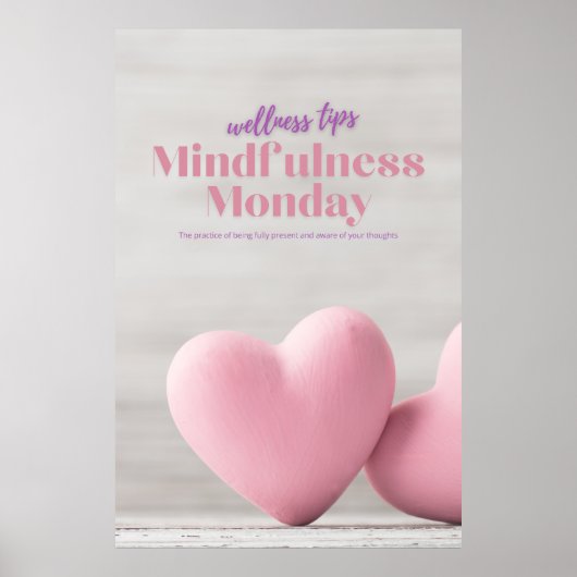 Roze Mindfulness Maandag Wellness Poster (Voorkant)