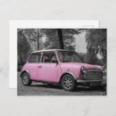 Roze mini Cooper Briefkaart (Voorkant / Achterkant)