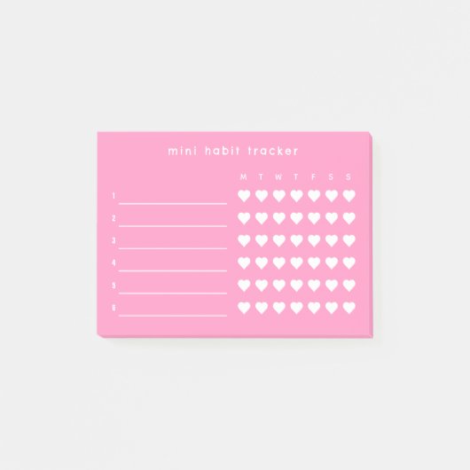 Roze Mini Gewoonte Tracker Plaknotities Post-it® Notes (Voorkant)