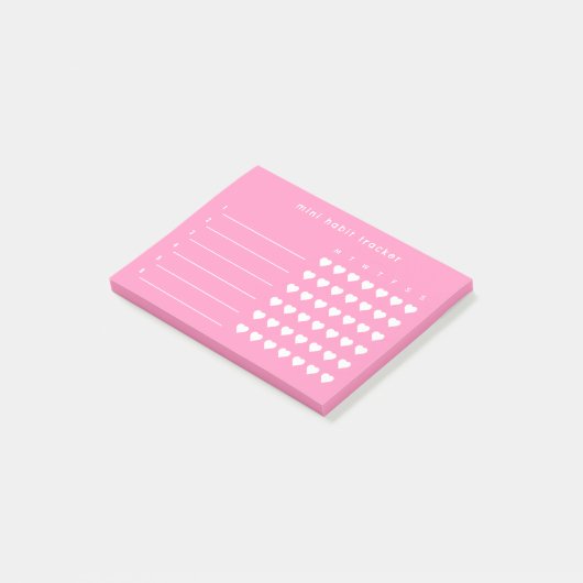 Roze Mini Gewoonte Tracker Plaknotities Post-it® Notes (Schuin)