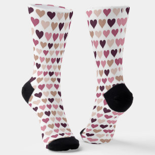 Roze Mini Harten en Pruim Romantisch Liefdesmotief Sokken
