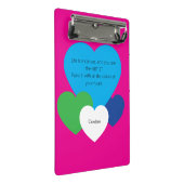 Roze mini klembord met harten (Schuin)