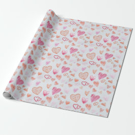 Roze Mini Liefde Hart Wrapping Papier