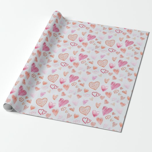 Roze Mini Love Hart Inpakpapier  (Uitgerold)
