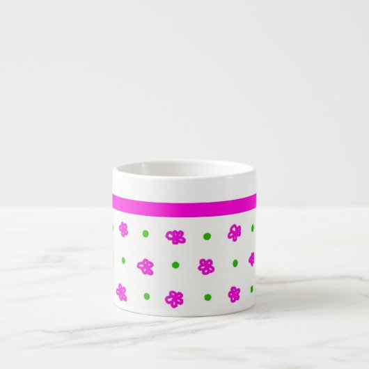 Roze mini-print Floral Espresso Mok (Voorkant)