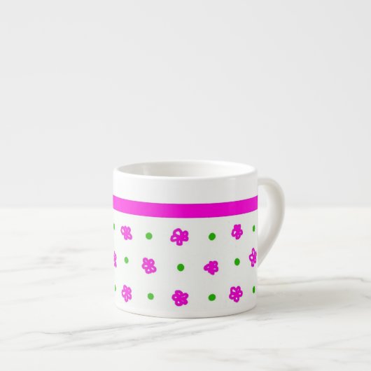  Roze mini-print Floral Espresso Mok (Voorkant rechts)