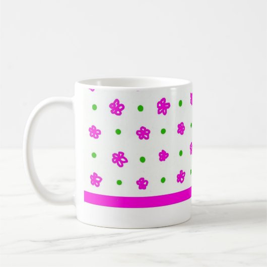  roze mini-print, Floral Klassieke Mok (Links)