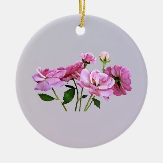 Roze Miniatuur Rozen Keramisch Ornament (Voorkant)