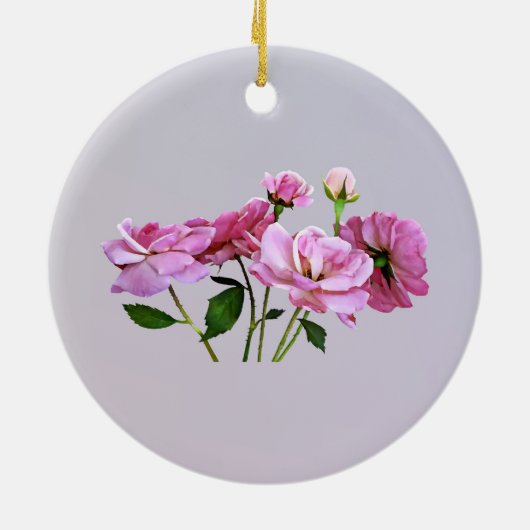 Roze Miniatuur Rozen Keramisch Ornament (Achterkant)