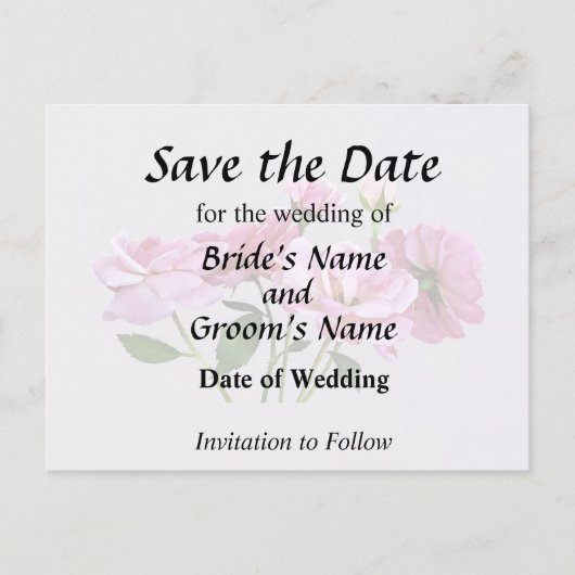 Roze Miniatuur Rozen Trouwbenodigdheden Aankondigingskaart (Voorkant)