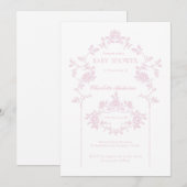 Roze Minimaal Baby shower Uitnodiging (Voorkant / Achterkant)