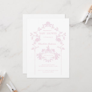 Roze Minimaal Baby shower Uitnodiging