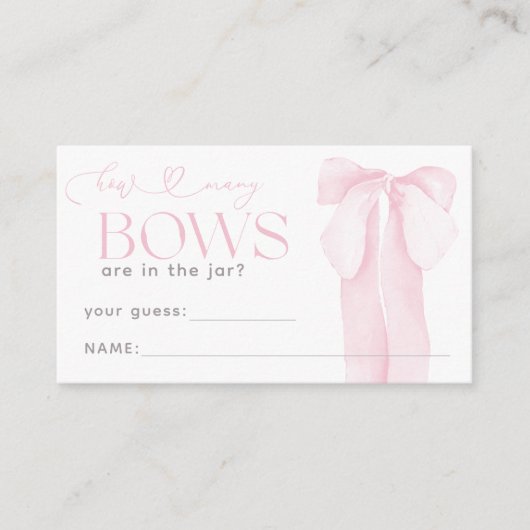 Roze Minimaal Meisje Baby shower Guess Bows Informatiekaartje (Voorkant)