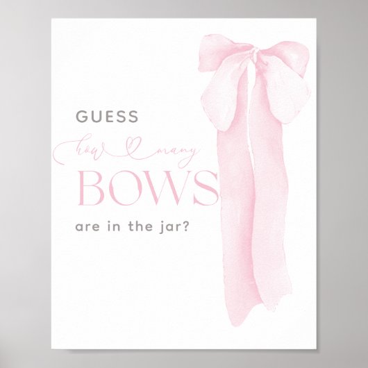 Roze Minimaal Meisje Baby Shower Raad Bogen Poster (Voorkant)