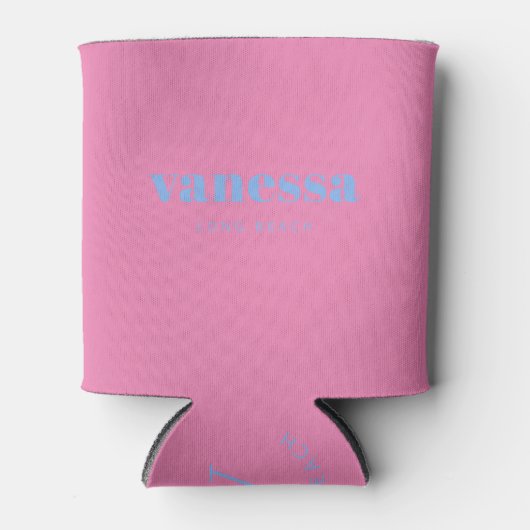 Roze Minimaal Modern Klassieke Naam Blikjeskoeler (Voorkant)