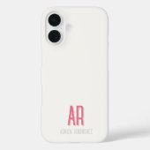 Roze Minimaal Monogram Initiaal iPhone 16 Hoesje (Achterkant)