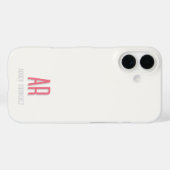 Roze Minimaal Monogram Initiaal iPhone 16 Hoesje (Achterkant (horizontaal))