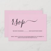 Roze Minimaal Script Gereserveerd Seat Bruiloft We RSVP Kaartje (Voorkant / Achterkant)