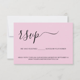 Roze Minimaal Script Gereserveerd Seat Bruiloft We RSVP Kaartje