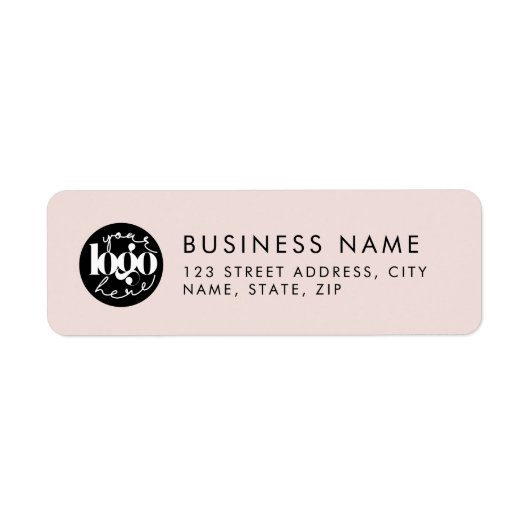 Roze Minimal Custom Business Logo Retouradres Etiket (Voorkant)