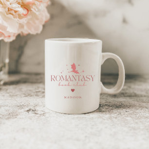 Roze Minimal Custom 'Romantasy' Book Lovers Koffiemok