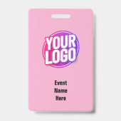Roze Minimal Vrijwilliger Event ID Badge (Achterkant)