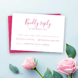 Roze Minimal Wedding RSVP Kaart