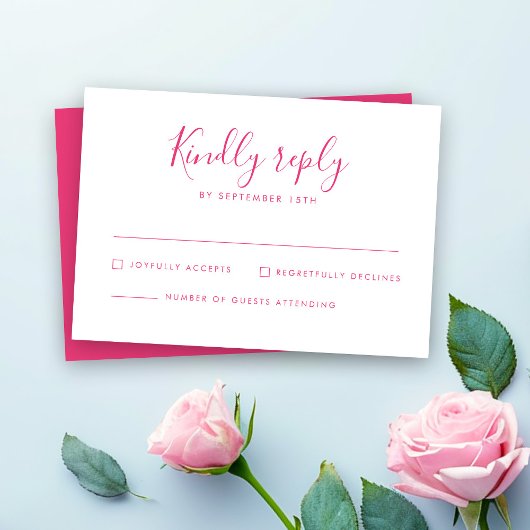 Roze Minimal Wedding RSVP Kaart