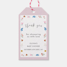 Roze Minimal Wildflower Baby shower Dank u