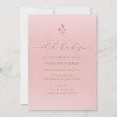 Roze Minimal Wildflower Baby shower Invitation Kaart (Voorkant)