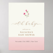 Roze Minimal Wildflower Baby shower Welkom Poster (Voorkant)
