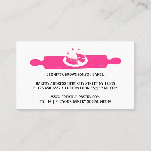 Roze minimale bakkerij Schudkwas Visitekaartje (Achterkant)