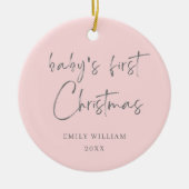 Roze minimale elegante foto Baby's Eerste Kerstmis Keramisch Ornament (Voorkant)