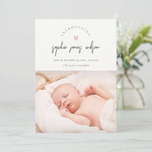 Roze minimale hartstilstand Aankondiging van de ge (Staand voorkant)